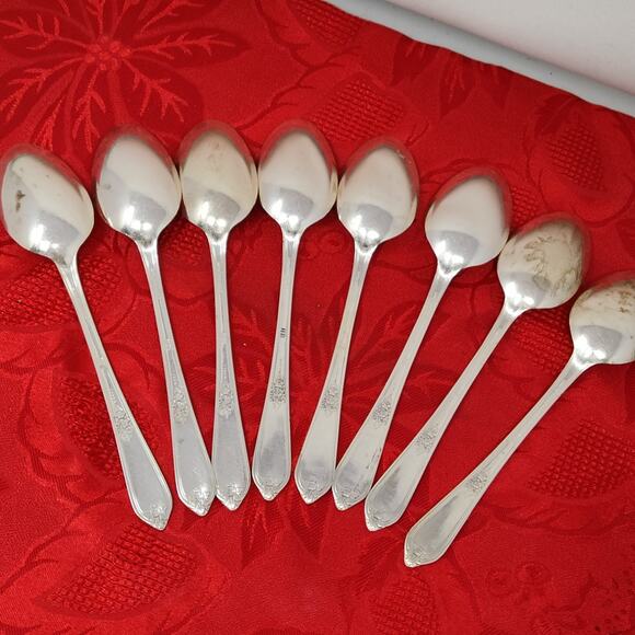 8X Tbsp COTILLION Rogers Vintage Silverplate Flatware IS Table Spoons - Picture 9 of 13